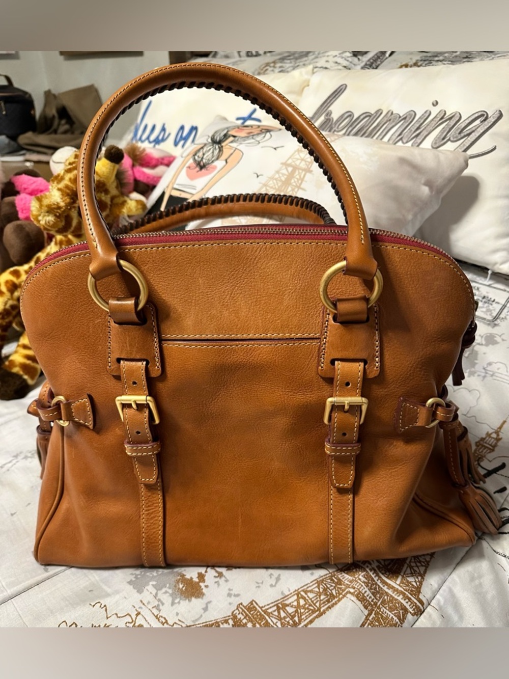 Dooney & Bourke Large Domed Leather Satchel - Picture 2 of 16